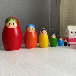 Rainbow Nesting Dolls Set 7 pcs - Wooden Rainbow Stacking Toy