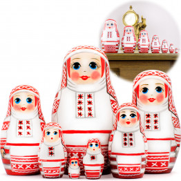 Collectible Series "Traditional Women's Costumes of Belarus": Matryoshka "Malaryta Attire", Set of 7