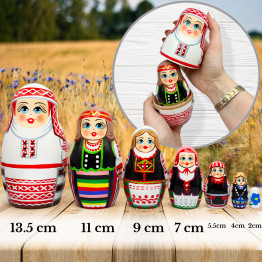 Collectible Nesting Dolls Set — Traditional Women's Costumes of Belarus 7 Pcs
