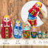 Hand Painted Wooden Nesting Dolls with Floral Design, Set of 7