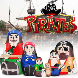 Pirate Russian Nesting Dolls Set 7 pcs - Matryoshka with Pirate Decorations