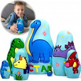 Personalized Dinosaur Nesting Dolls Custom Name, Set 7 pcs - First Birthday Gift Customized