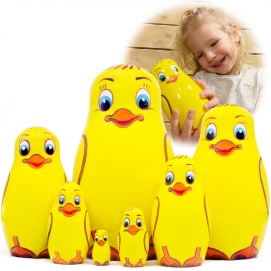Ducks Nesting Dolls Set of 7 Pcs - Yellow Duck Handmade Decorations