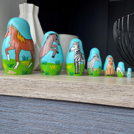 Horse Nesting Dolls Set of 7 Pcs - Donkey Gifts - Zebra Gifts - Horse Decor - Gifts for Horse Lovers
