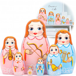 Angels Russian Nesting Dolls Set 7 Pcs - Guardian Angel Figurines - Angels Matryoshka Doll