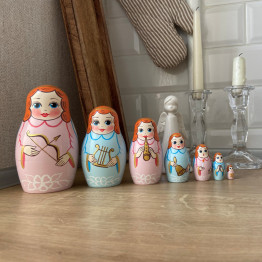Angels Russian Nesting Dolls Set 7 Pcs - Guardian Angel Figurines - Angels Matryoshka Doll