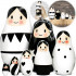 Black and White Wooden Nesting Dolls Set of 7 pcs - Black and White Decor