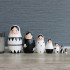 Black and White Wooden Nesting Dolls Set of 7 pcs - Black and White Decor