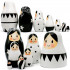 Black and White Wooden Nesting Dolls Set of 7 pcs - Black and White Decor