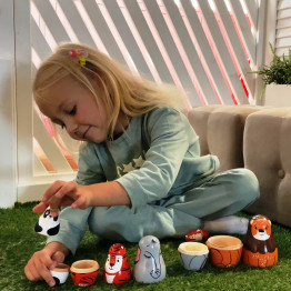 Zoo Animals Nesting Dolls Set 7 pcs - Russian Dolls as Cute Zoo Animal Figures