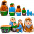 Fishermen Nesting Dolls Set of 7 pcs - Russian Matryoshka Dolls for Fishing Office Decor