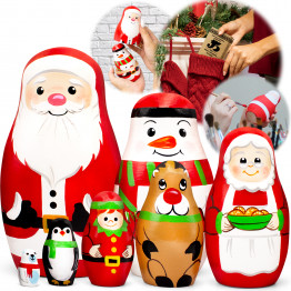 Christmas Nesting Dolls Set Santa Claus 7 Pcs