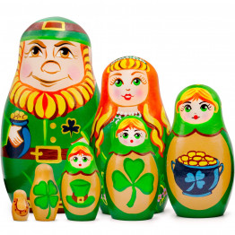 St. Patricks Day Irish Nesting Dolls Set 7 pcs - Russian Dolls for St. Patricks Day Decorations