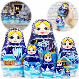 Christmas Russian Matryoshka Dolls Set 7 pcs - Christmas Russian Doll