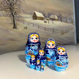 Christmas Russian Matryoshka Dolls Set 7 pcs - Christmas Russian Doll