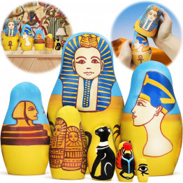 Ancient Egypt Theme Nesting Dolls Set - Matryoshka Dolls Egyptian Art Russian Dolls