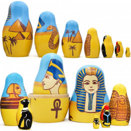 Ancient Egypt Theme Nesting Dolls Set - Matryoshka Dolls Egyptian Art Russian Dolls