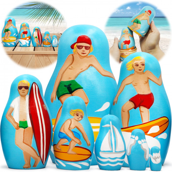 Surfing Beach Theme Nesting Dolls