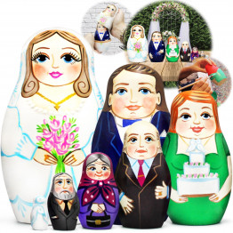 Wedding Nesting Dolls Bride Groom - Hand-Painted Russian Souvenir Wedding Gift Family Keepsake