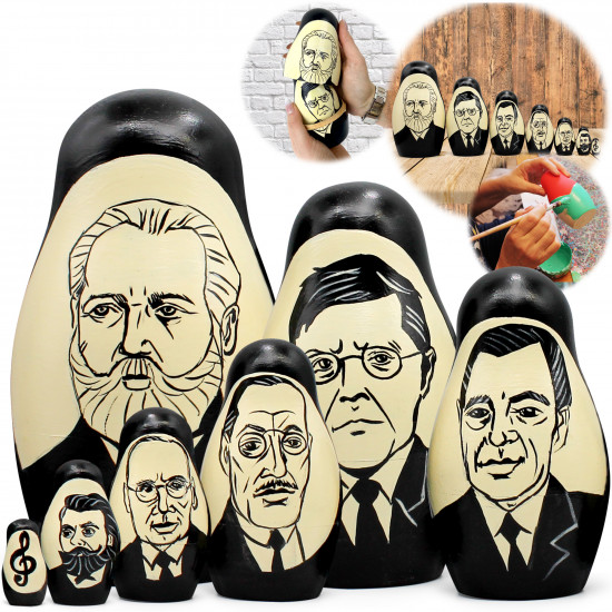 Great Russian Composers Nesting Dolls Set 7 pcs – Hand-Painted Wooden Matryoshka Gift
