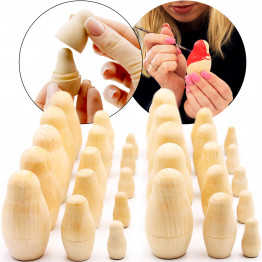 Lot of Blank Nesting Dolls of 10 Sets by 3 pcs - Wooden Dolls Unfinished
