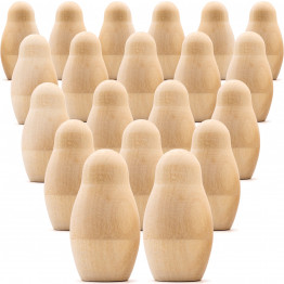 Unpainted Matryoshka Lot of 20 Sets by 3 pcs - Blank Nesting Dolls Unfinished