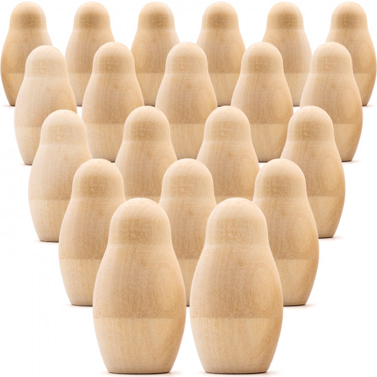 Unpainted Matryoshka Lot of 20 Sets by 3 pcs - Blank Nesting Dolls Unfinished
