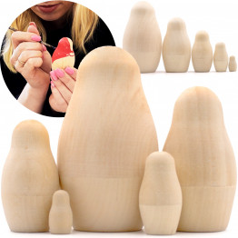Unpainted Blank Russian Matryoshka 5 Figures - DIY Craft Wood Unfinished