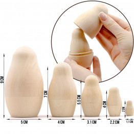 Матрешка-заготовка для росписи (набор 5 шт)