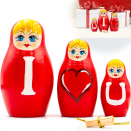 Valentines Day Nesting Dolls Set of 3 pcs - I Love You Gifts for Him & Her