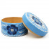 Blue Round Wooden Box Gzhel Ornament, Floral Design Trinket Jewelry Box with Lid