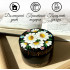 Black Round Wooden Box with Lid - Keepsake Decorative Box with Hand Painted Daisies