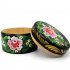 Round Jewelry Box for Rings Necklace Earrings - Hand Painted Floral Lacquer Trinket Box with Lid