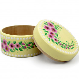 Wooden Box with Delicate Flowers Wedding Jewelry Box for Vanity Desk Decor