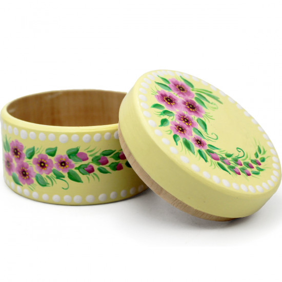 Wooden Box with Delicate Flowers Wedding Jewelry Box for Vanity Desk Decor