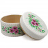 White Round Ring Bearer Box with Floral Pattern -  Wooden White Jewelry Box Trinket Container