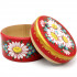 Red Round Wooden Trinket Box with Lid for Jewelry - Decorative Wooden Box with Hand Painted Slavic Floral Design