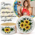 White Wooden Box with Hand Painted Sunflower Floral Design - Round Ring Bearer Box
