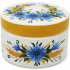 White Earring Jewelry Box with Hand Painted Spikelets and Cornflowers - Round Trinket Box