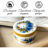 White Earring Jewelry Box with Hand Painted Spikelets and Cornflowers - Round Trinket Box