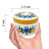 White Earring Jewelry Box with Hand Painted Spikelets and Cornflowers - Round Trinket Box