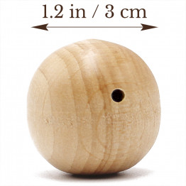 Wooden Balls 30 mm with 2 mm Hole, Set of 10 -  Unfinished Wooden Balls for DIY
