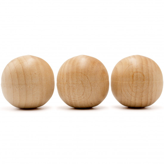 30mm Wooden Round Ball, Bag of 50 Unfinished Natural Round Hardwood Balls