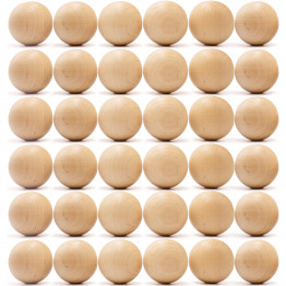 36 Pieces 35mm Wooden Balls for Crafts, Large Round Craft Balls for DIY Projects