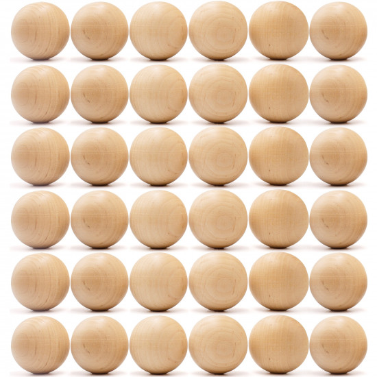 36 Pieces 35mm Wooden Balls for Crafts, Large Round Craft Balls for DIY Projects