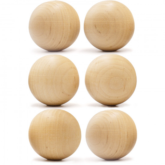 6 Pieces Wooden Balls for Crafts, Round Wooden Balls for DIY Projects, 35 mm