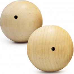 Solid Wooden Balls Set of 2 – 2.17 Inch Diameter, 0.16 Inch Hole – Unfinished Wood Spheres for DIY Projects