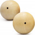 Solid Wooden Balls Set of 2 – 2.17 Inch Diameter, 0.16 Inch Hole – Unfinished Wood Spheres for DIY Projects