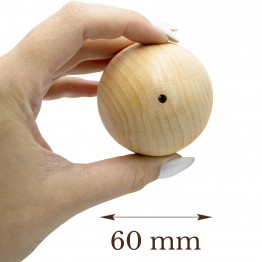 Set of 10 Wooden Balls 60 mm with Hole 4 mm  - Craft Blanks for DIY Projects