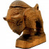 Hand-Carved Wooden Bison Figurine, 5.2 inch - American Buffalo Desk Statue